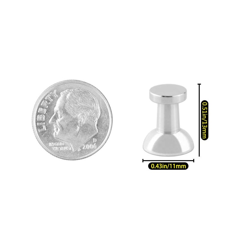 Buvunt Magnetic Push Pins for Refrigerator Magnets, 16pcs Brushed Nickel for Office, Whiteboard, Map Magnets - Image 5